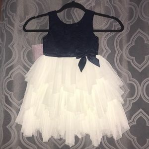 Party dress navy blue and white